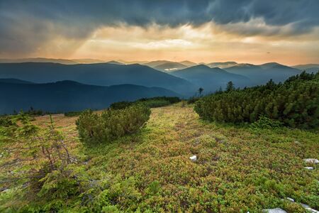 Beautiful sunset in the mountains