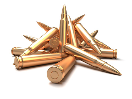 Rifle bullets over white backgroundの写真素材