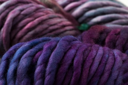 Set of colorful wool yarn balls. Closeup photo.の写真素材