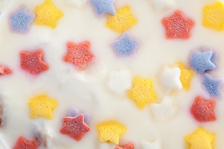 Homemade yogurt meal with fruits, selective focus.の写真素材