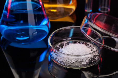 The Chemistry Lab background. Various glass chemistry lab equipmentの写真素材