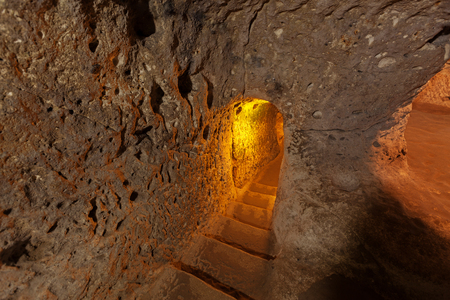 Underground city in Derinkuyu.の写真素材