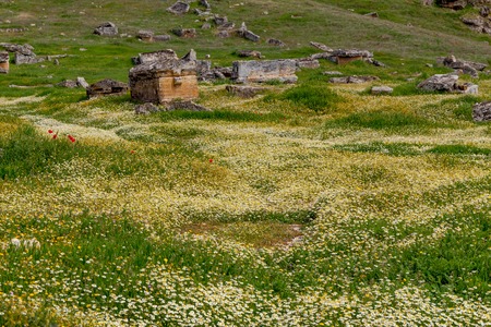 Ruins of ancient city, Hierapolis near Pamukkale, Turkeyの写真素材