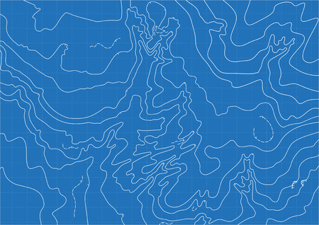 Abstract vector topographic map in blue colors with white isolinesのイラスト素材