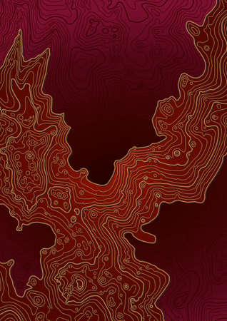 Abstract vector topographic map in dark red colorsのイラスト素材
