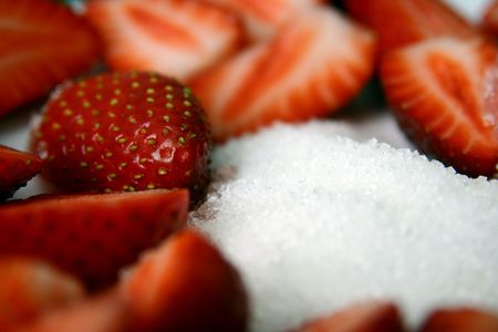 strawberries with a white sugarの写真素材