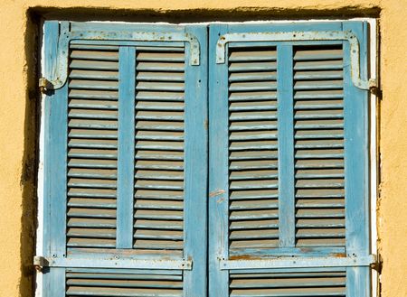 closed old blue window , old Jaffa, Israelの写真素材