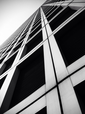 Black and white image of the building in the center of Telavivの素材