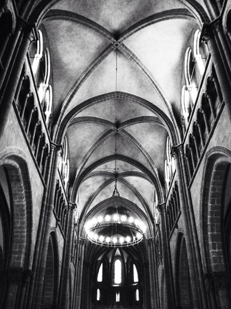 High contrast black and white church Genevaの素材