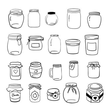 Jars with a lid, with a label, with a ribbon.のイラスト素材
