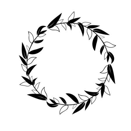 A round wreath of leavesのイラスト素材