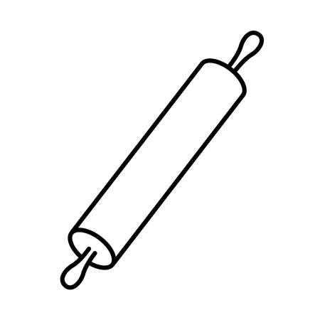 Kitchen rolling pin in outline style isolated on white background. Kitchen tool iconのイラスト素材