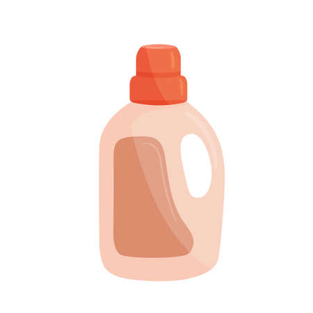 Flat cartoon vector illustration. Liquid laundry detergent or conditioner isolated element of laundry on white background.のイラスト素材