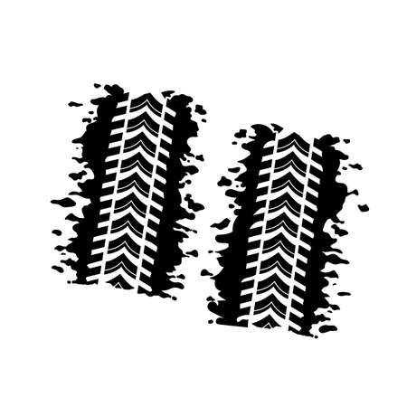 Tire track prints icons, mudding vector illustration isolated on white backgroundのイラスト素材