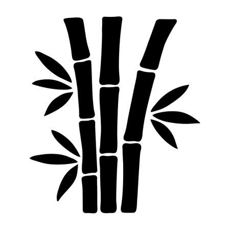 Bamboo icon isolated on white background. Vector black simple japanese plant illustration.のイラスト素材