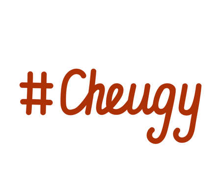 Hashtag cheugy. Lifestyle trends opposite of trendy. Vector illustration of New English words. Lettering hand drawn isolated on whiteのイラスト素材