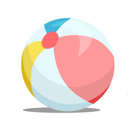 Ball for playing volleyball or water polo isolated on white background. Beach ball. Vector cartoon illustrationのイラスト素材