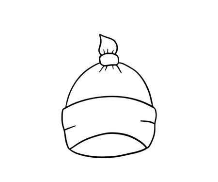 Baby hat isolated on white background. Vector doodle illustration. cute kids hat sketchのイラスト素材