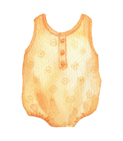 Infant cute bodysuit illustration. Watercolor sketch Baby clothes isolated on white backgroundの写真素材