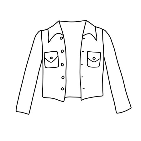 Line sketch of denim jacket. Funny clothes doodle.のイラスト素材