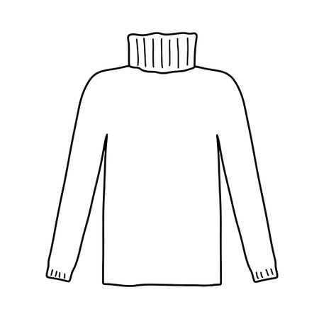 Vector hand drawn sweater doodle icon. Sketch outline illustration isolated on white.のイラスト素材