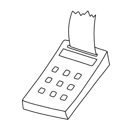 Payment machine. Doodle outline graphic vector terminal.のイラスト素材