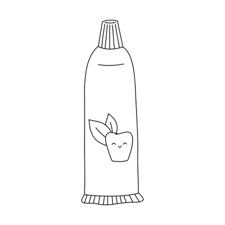 Toothpaste outline doodle. Dental hygiene, Oral care. Vector line illustration isolated on white backgroundのイラスト素材
