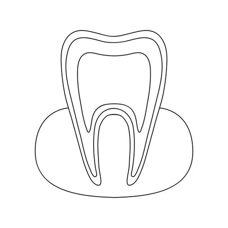 Healthy tooth outline doodle icon. Dentistry, stomatology and dental care concept. Vector hand drawn sketch isolated on white background.のイラスト素材