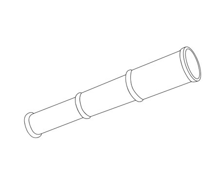Outline nautical spyglass icon. Hand drawn doodle illustration isolated on white background. Vector sketch for coloring bookのイラスト素材