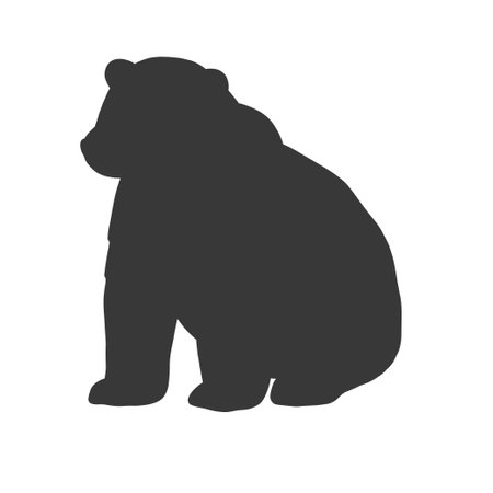 white polar bear. Outline vector illustration of forest animal. black silhouette.のイラスト素材
