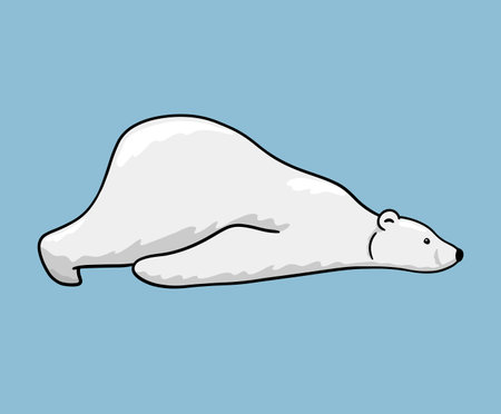 Funny polar bear is lying. Vector flat cartoon illustration isolated. The North animal.のイラスト素材