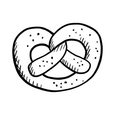 Hand drawn pretzel isolated on white background. Doodle vector food sketch isolated on whiteのイラスト素材