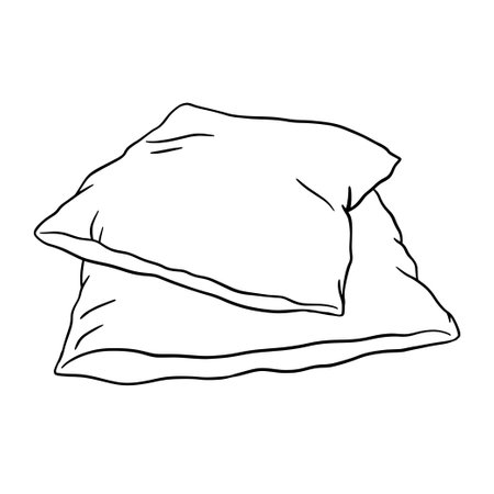Pillow outline icon. Vector doodle sketch isolated on white backgroundのイラスト素材
