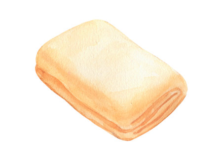 Towel isolated on white. Watercolor hand drawn illustrationの写真素材