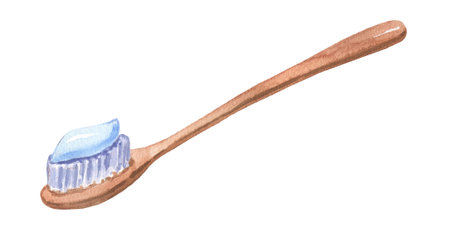 Toothbrush with toothpaste Tooth Care Equipment watercolor Sketch.