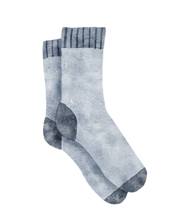 Male socks isolated on white. Hand drawn cute watercolor illustration