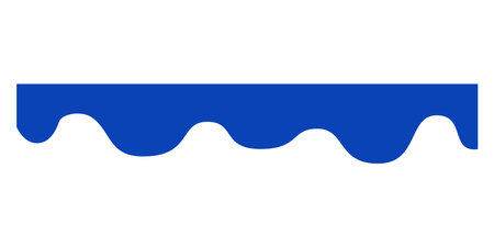 Separator blue wavy shape for website. Curve lines frame for top page isolated on whiteのイラスト素材