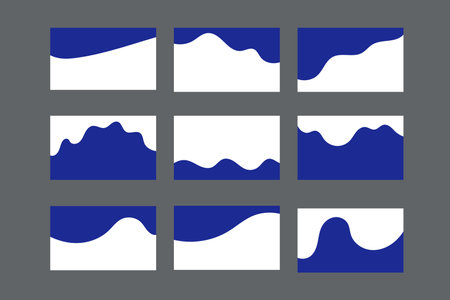 Template dividers shapes for website. Curve Lines, Wave Collection. Abstract vector design element for top, bottom page.のイラスト素材