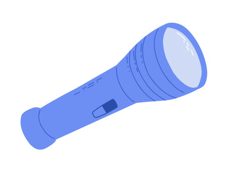 Vector flashlight clipart. Hand drawn flat illustration isolated on white background. Cartoon graphicのイラスト素材
