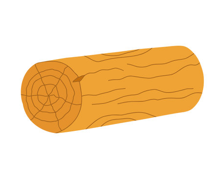 Vector log clipart. Hand drawn flat illustration isolated on white.のイラスト素材