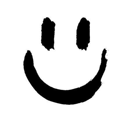 Grunge happy face. Smile and eyes black ink colorのイラスト素材