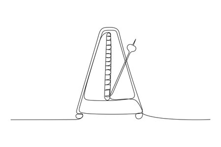 One line musical metronome. Outline continuous vector sketch.のイラスト素材