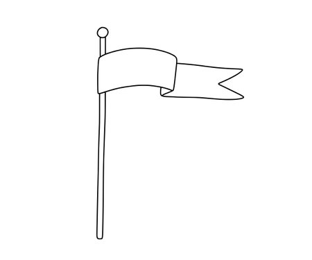 Line flag icon. Hand drawn isolated outline illustration for coloring book.のイラスト素材