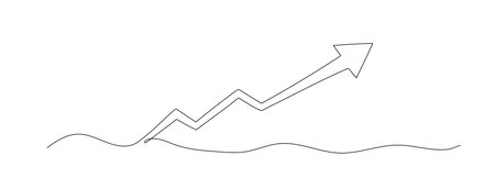 Arrow one continuous line vector illustration.のイラスト素材