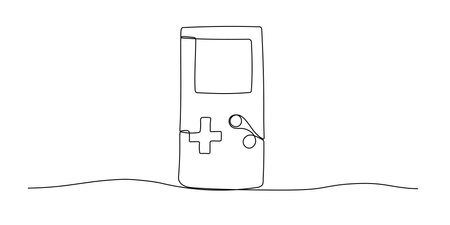 Game console one line continuous sketch. Hand drawn doodle vector illustration isolated on whiteのイラスト素材