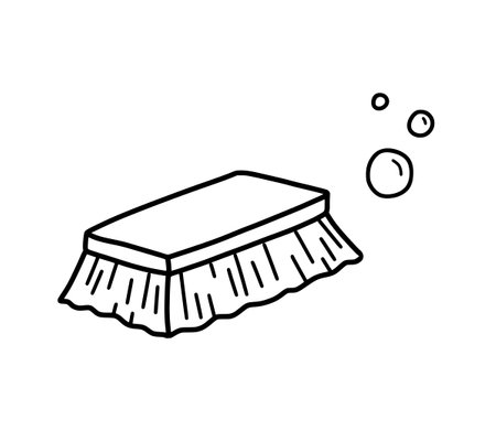 Brush in doodle style. Vector line art illustration. Cleaning tool sketchのイラスト素材