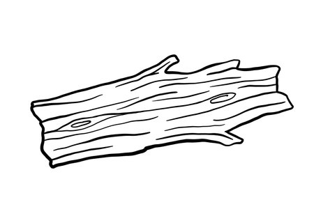 Dry tree sketch isolated on white background. Hand drawn illustration, wood trunkのイラスト素材