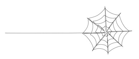 Spider web one continuous line illustration. Hand drawn vector sketch isolated on white background.のイラスト素材
