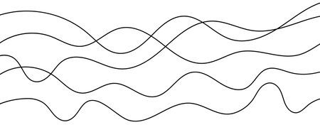 Continuous curvy cable drawing, abstract tangle and wiggle vector lines on white background, modern linear artのイラスト素材