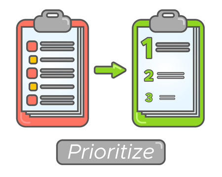 Time management goal priorities. Task priority plan concept design. Prioritize agenda.のイラスト素材